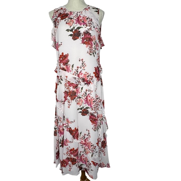 Sundance Blushing Floral Gardens Maxi‎ Ruffle Dress Size Medium